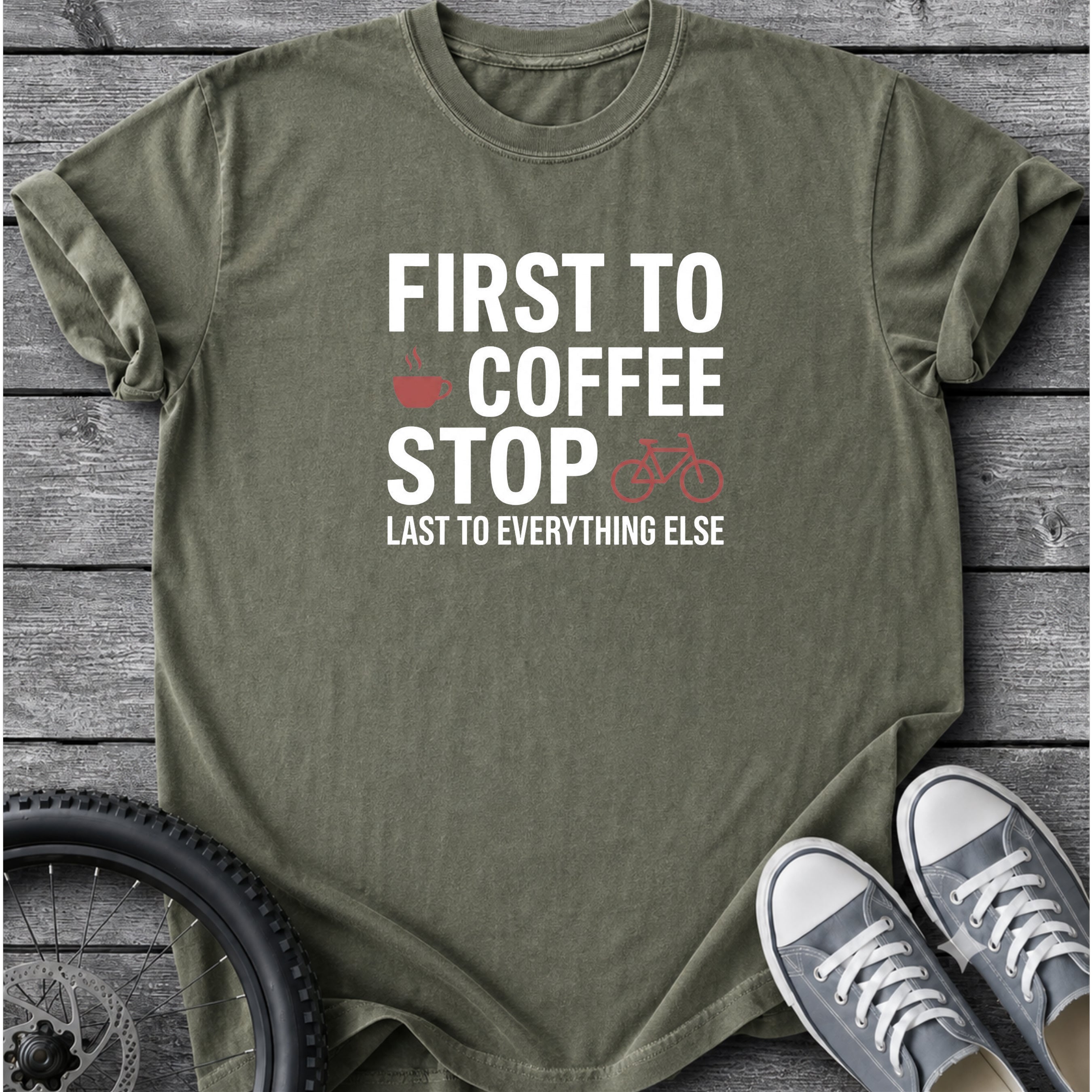 First To Coffee Stop T-Shirt